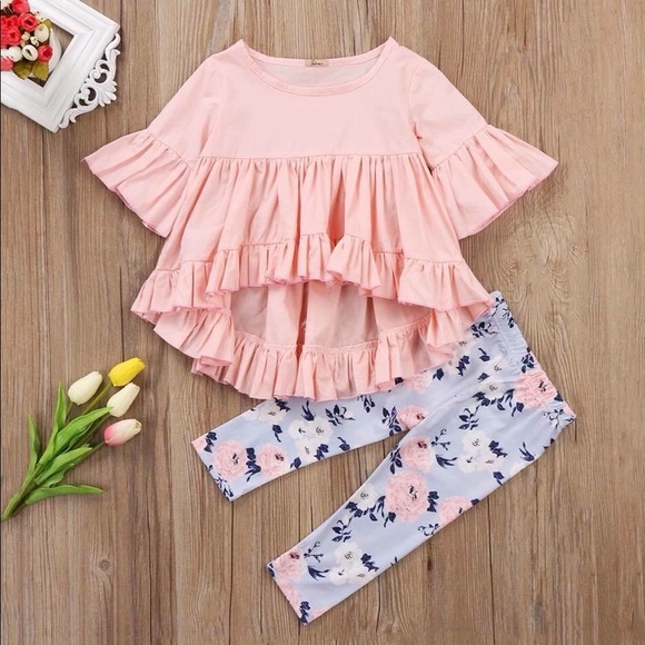 Other - 2pc. Ruffle Top w/ Floral Pants Set